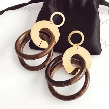 木環圈圈×吊墜耳環×原木色