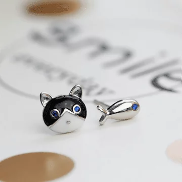 925銀針&times;貓頭與魚&times;耳針