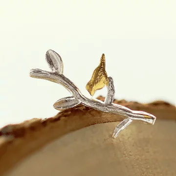 925銀針&times;樹枝孤鳥&times;耳針