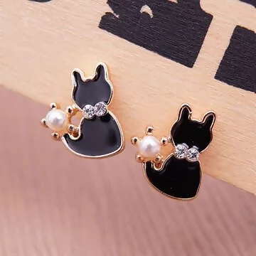 黑貓珍珠×軟墊三角耳夾
