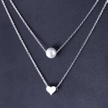 925銀飾×雙層愛心珍珠×雙層鎖骨項鍊