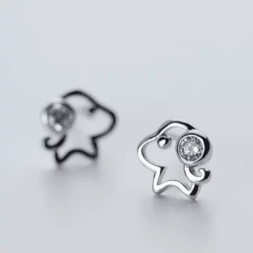 925銀針×晶鑽小狗狗×耳針