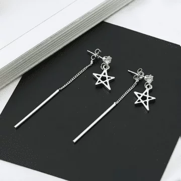 925銀針&times;閃耀之星&times;後掛式流蘇耳針
