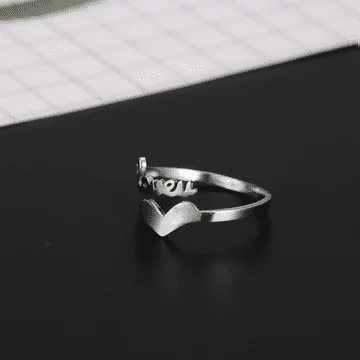 鋼飾×LOVE小愛心×開口戒指×鋼色