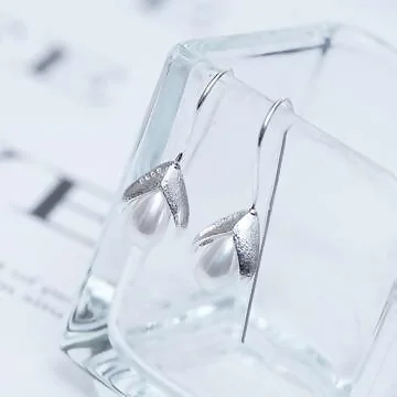 925銀針&times;花苞水滴珍珠&times;耳勾