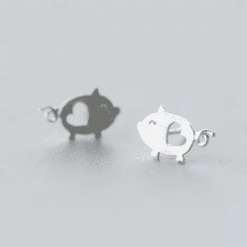 925銀針&times;愛心小豬&times;耳針