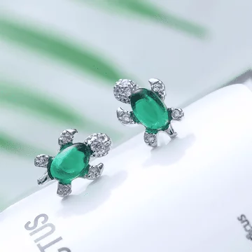 925銀針×綠晶小烏龜×耳針