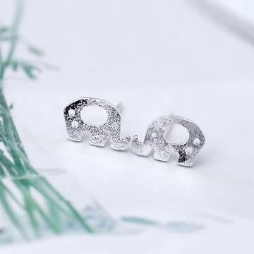925銀針&times;鏤空小象&times;耳針