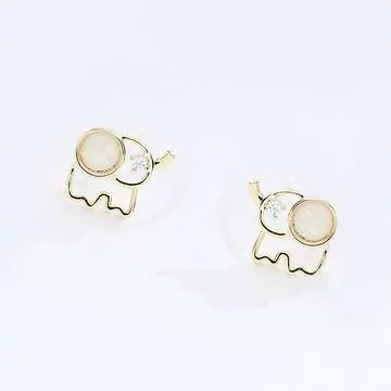 晶透鏤空小象×U型耳夾