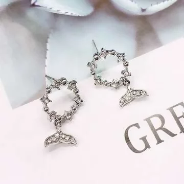 925銀針&times;魚尾晶鑽圓圈&times;耳針