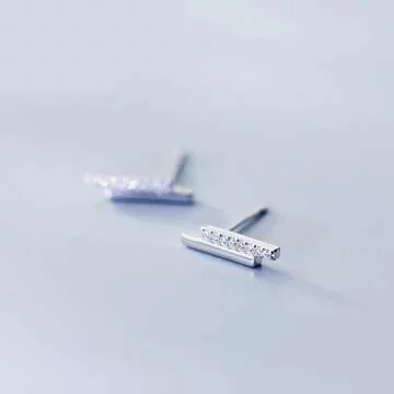 925銀針×雙排一字鑲鑽×耳針