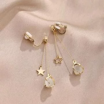 星星琉璃貓眼石×不對稱三角耳夾