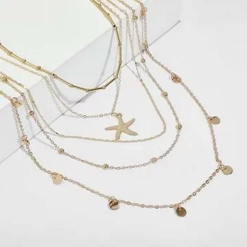 波西米亞海星星&times;五層項鍊