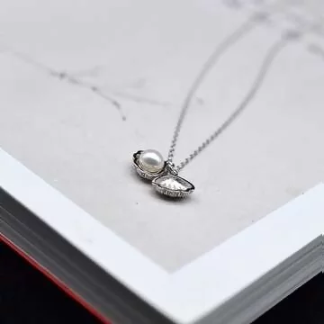 925銀飾×貝殼裡的珍珠×鎖骨項鍊