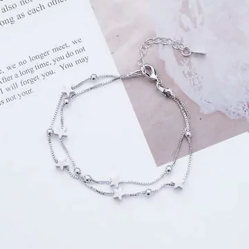 925銀飾×星星圓珠雙層×手鍊