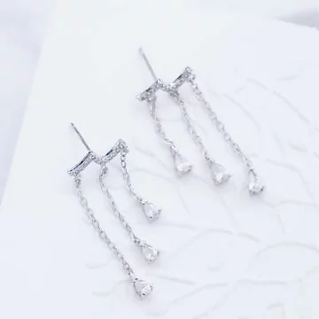 925銀針×曲線晶鑽水晶垂線×耳針