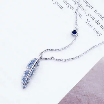 925銀飾×藍晶小羽毛×鎖骨項鍊