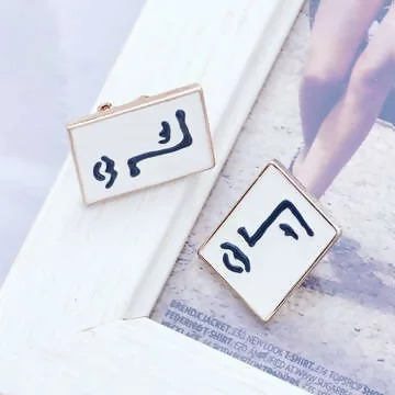 酷酷的抽象人臉線條×三角耳夾