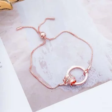 玫瑰金晶柱扣圓環×手鍊