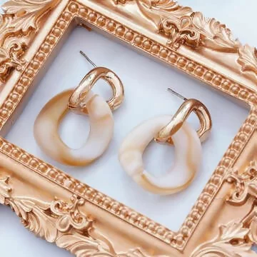 乳白個性鍊條×吊墜耳環