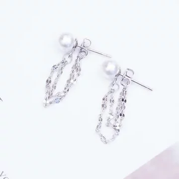 925銀針×小珍珠鍊條×後掛式耳針