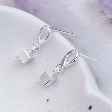 925銀針×鏤空水滴小方塊×吊墜耳針