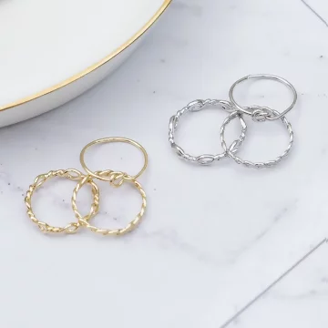 扭轉麻花波紋&times;三套件戒指組&times;共二色