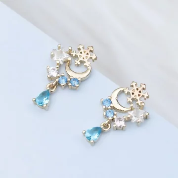 雪花星月藍眼淚&times;吊墜耳環
