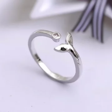 925銀飾×魚尾晶鑽×開口戒指