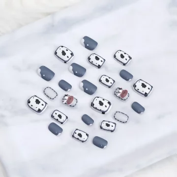 蔚藍立體小乳牛亮面×穿戴式手指甲片×二十四入