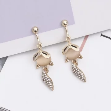 狐狸貓眼石晶鑽×螺旋耳夾