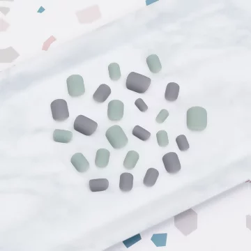 薄荷綠奶奶灰跳色霧面×穿戴式手指甲片×二十四入