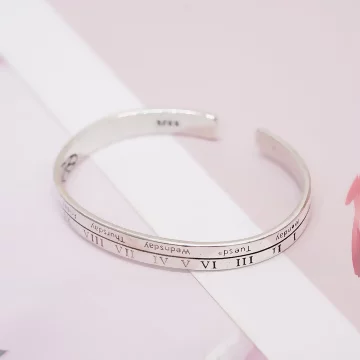 925銀飾×羅馬數字×開口手環