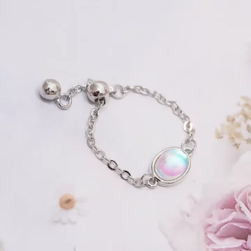 橢圓月光石×可調節戒指