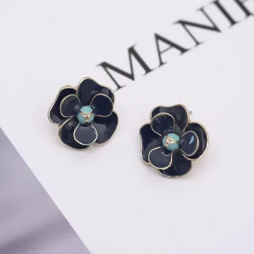典雅藍色山茶花&times;吊墜耳環