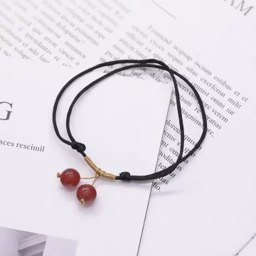 紅瑪瑙櫻桃&times;拉繩腳鍊
