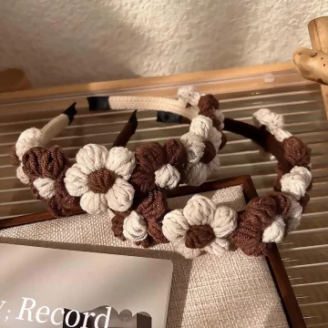 雙色毛線花朵×髮箍×共二色