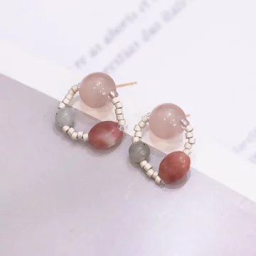 玉石星球串珠&times;吊墜耳環