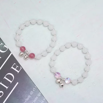 冰透感水晶鈴鐺&times;固定式串珠手鍊&times;共二色