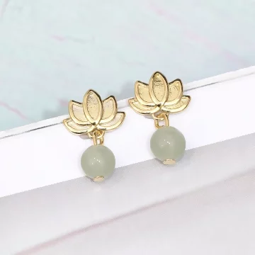 金蓮花綠珠&times;吊墜耳環