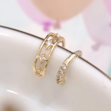 金色閃鑽星芒&times;二套件U型耳骨夾