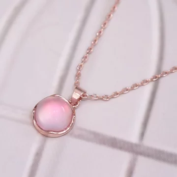 粉色幸運草玫瑰金&times;鎖骨項鍊