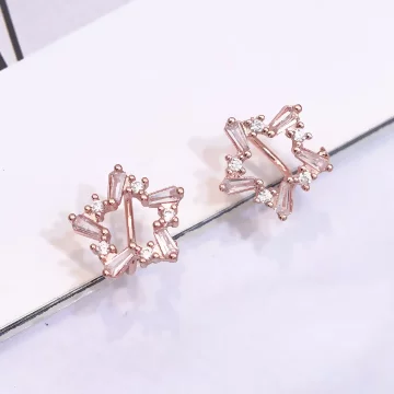 玫瑰金五角鋯星&times;U型耳夾