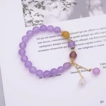 薰衣草浪漫紫流蘇×固定式串珠手鍊