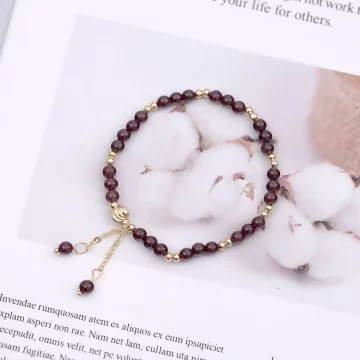 小石榴琉璃流蘇&times;固定式串珠手鍊 