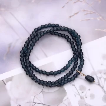 深藍琉璃三層&times;固定式串珠手鍊 