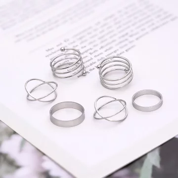 多層螺旋彈簧×六套件戒指組