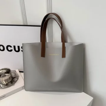 簡約皮革小手提&times;手提袋&times;灰色