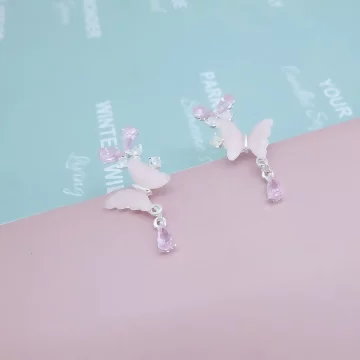 粉色新清蝴蝶飛&times;吊墜耳環