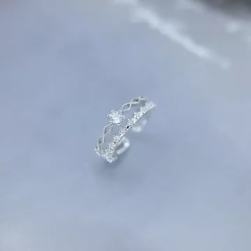 925銀飾×雙層蕾絲拱星×開口戒指